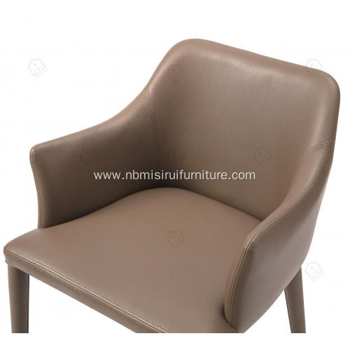 Dark khaki faux leather cotton linen chairs